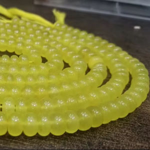 Cuentas de piedras preciosas de 8mm lisas de Rondelle de ónix amarillo natural vendidas por hebra de 8 pulgadas de largo - Product Image 1