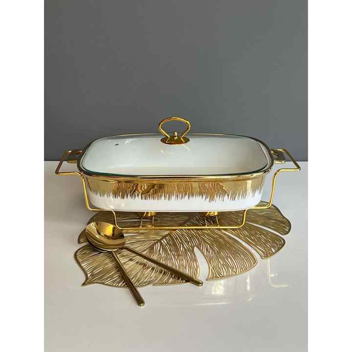 White Gold Heating Rectangular Pot Large