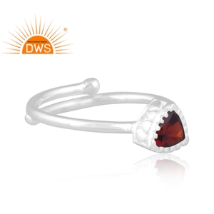 Nouvellement conception Fine en argent Sterling grenat naturel pierre précieuse bague réglable bijoux pour femmes cadeau pour elle - Product Image 3
