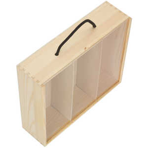 Acrylic Lid Pinewood Carry Case for 3 <b>Beer</b> Bottles for Outdoor Adventures Durable and Stylish Bag - Product Image 2