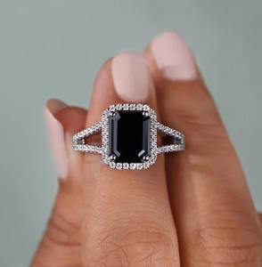 Bague en moissanite noire et blanche, forme fantaisie, cadeau pour lui, pour elle - Product Image 3