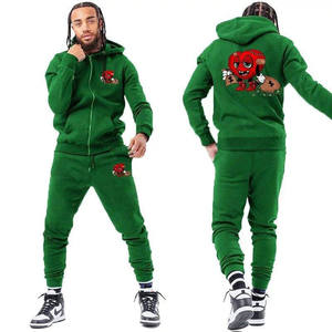 Custom Logo High Quality Winter 100% Cotton Flared Sweatpants and Full-<b>Zip</b> <b>up</b> Hoodie Sweatsuit Set for Men - Product Image 5
