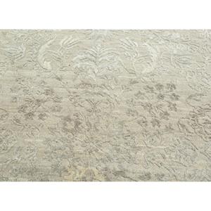 Alfombra de Lana y Seda de Bambú Anudada a Mano con Diseño Floral del Lejano Oriente, Gris y Negro-Srb(774) para Uso Doméstico - Product Image 3