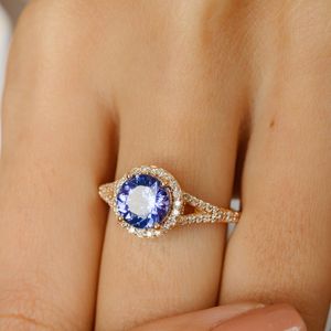 คอลเลกชันล่าสุดของคอลเลกชันงานแฮนด์เมดแหวน100% หมั้นหมายและเพชร tanzanite เครื่องประดับเพชรรัศมีหมั้น18K แข็งโรสโกลด์ - Product Image 4