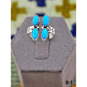 Southwest Handmade <b>Boho</b> Jewelry Kingman Turquoise Sterling <b>Silver</b> <b>Ring</b> Bezel Setting Emerald Cut Stone Smooth Cut Everyday Wear - Product Image 1