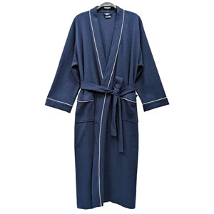 Fabricant de peignoirs d'hôtel de luxe, peignoir en coton 100% gaufré, manches longues, logo sur le devant, décontracté, 250g - Product Image 3