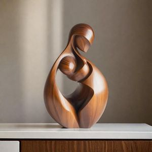 Sculpture de table en bois moderne faite à la main, décoration d'intérieur contemporaine haut de gamme, centre de table artistique, personnalisable, espace de vie - Product Image 1