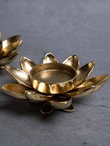 Ensemble exclusif de 2 bougeoirs en laiton, bougeoirs en forme de lotus, bougeoirs pour bougies chauffe-plat, centre de table, décoration d'intérieur - Product Image 2