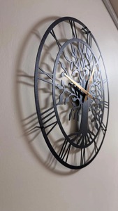 Sleek Round Black Metal Wall Clock With Modern Frame Perfect Accent For Bedroom Living Room Kitchen Office And Hallway Walls - Product Image 4