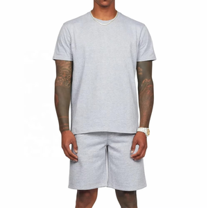 Ensemble d'été 2 pièces en coton à motif floral décontracté pour hommes respirant tricoté lavé usé t-shirt short dans un style streetwear - Product Image 6