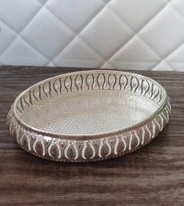 ถาดทรงรีสีเงินเยอรมันสำหรับตกแต่งโต๊ะและจัดระเบียบสำหรับบ้านและห้องรับประทานอาหารพร้อมถาดโลหะดีไซน์หรูหรา - Product Image 1