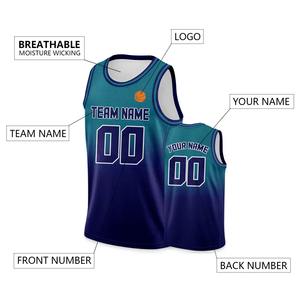 Maillot de basket-ball dégradé bleu-bleu sarcelle personnalisé pour hommes femmes jeunes enfants Logo imprimé et numéro de nom d'équipe Tank Hop - Product Image 4