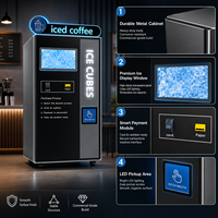 Distributeur automatique de café fraîchement moulu personnalisé et humanisé avec machine à glaçons et dispositif de bouchage automatique