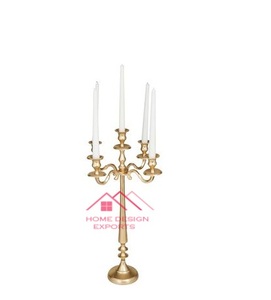 Candélabre en métal aluminium à 3 bras bougeoir pour décoration de table de mariage vente chaude meilleur prix de gros plaqué argent - Product Image 2
