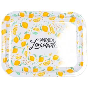 Bandeja de servicio Rectangular de Metal de 233x307mm, Plato decorativo cuadrado con patrón de lenom de texto de limonada casera - Product Image 3