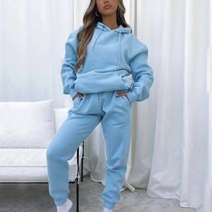 Manufacturers Oem Custom Logo Casual Women'S <b>Hoodies</b> Oversized Fashion <b>Hoodies</b> and Sweatpants Joggers Set Tracksuit - Product Image 5