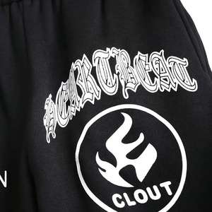 ชุดเสื้อฮู้ดดี้และกางเกงขายาวผ้าฝ้าย 100% ทรงหลวม สีดำ ลายพิมพ์แบบกำหนดเอง กางเกงขายาว แขนยาว พิมพ์ลายพัฟฟ์ ล้างสีแบบแอซิดวอช - Product Image 2