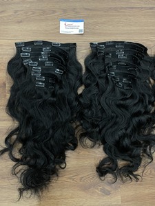 Clip de pelo crudo en el cabello Extensiones de cabello humano vietnamita 100% doble dibujado Sin desprendimiento Sin enredos Sin químicos Fábrica de Vietnam - Product Image 4