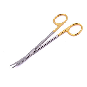 กรรไกรผ่าตัดสีทองครึ่งใบมีดโค้งคมขนาด180มม. 5นิ้วกรรไกรสเตนเลสจากเยอรมันสำหรับห้องผ่าตัด - Product Image 5