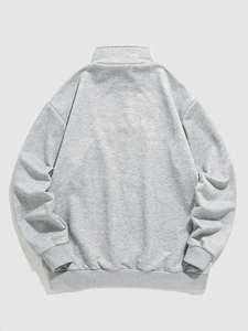 Jersey de cuello alto de gran tamaño, sudadera con cremallera de cuarto, sudadera Unisex con logotipo personalizado de alta calidad para hombre - Product Image 2