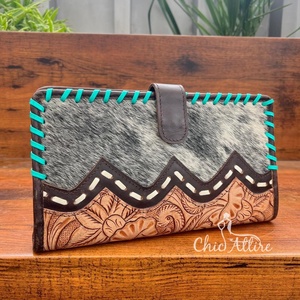 Nuevo bolso de mano personalizado de estilo occidental para mujer, con detalles florales de cuero genuino y costura a mano - Product Image 1