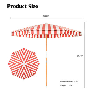 2m Large Wind Proof Sun Shade Outdoor Hotel Garden Parasol Custom <strong>Vintage</strong> Portable Wooden Pole Beach <strong>Umbrellas</strong> With Carry Bag - Product Image 3