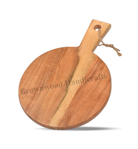Tabla de cortar de madera de acacia sostenible Tabla de cortar de madera personalizada de alta calidad con mango para el hogar y el restaurante - Product Image 5