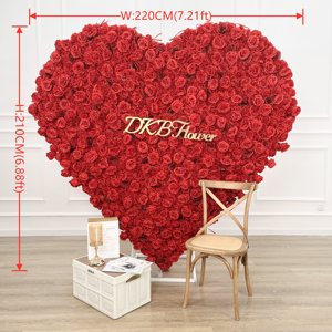 Decorazione di nozze arrotolare la parete del fiore rosa rossa del cuore <span class=keywords><strong>sfondo</strong></span> della parete del fiore 8x8 muro di seta artificiale del fiore - Product Image 3