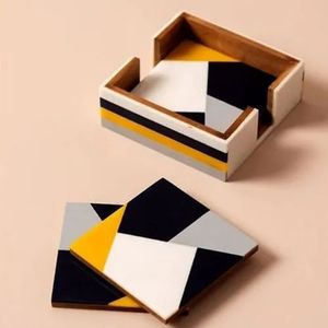 Creative Look Round Acacia Wood and Resin <b>Coasters</b> <b>Set</b> of 4 Tea Coffee Drinks Resin Wood <b>Coaster</b> <b>Set</b> for Hot Selling - Product Image 3