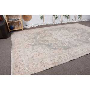 Tapis turc 6,4x9,9 pieds, grand tapis vintage, tapis rayé beige gris - Product Image 3