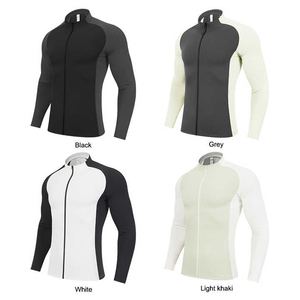 2024 Otoño Invierno personalizado hombres gimnasio ropa deportiva chaqueta de secado rápido empalme cremallera cortavientos Material impermeable estampado - Product Image 2