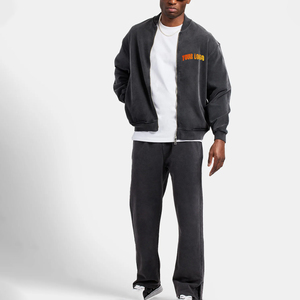 Veste zippée et pantalon de survêtement élastique pour hommes personnalisés et brodés survêtements Boxy à col montant vêtements d'hiver sur mesure sur mesure sur mesure - Product Image 1