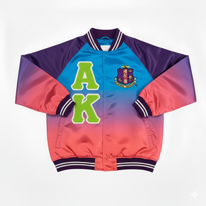 Veste bomber universitaire en satin OEM Alpha Kapa Alpha AKA, couleur dégradée, sororité grecque, approvisionnement en vrac - Product Image 2