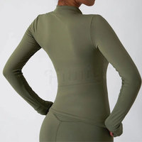 Chaqueta deportiva para mujer, abrigo de Yoga con cremallera, ropa de secado rápido, chaqueta de Fitness, sudaderas para correr, agujero para el pulgar, gimnasio, entrenamiento, Top con capucha