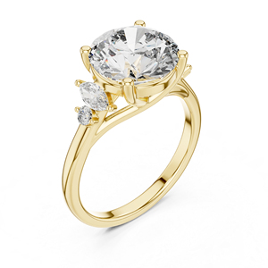 แหวนทองคำ 14K สีเหลือง สำหรับใส่ทำงาน ประดับเพชรทรงมาร์ควิสและทรงกลม ที่ได้รับการเพาะเลี้ยงในห้องปฏิบัติการ |   เพชรที่เพาะเลี้ยงใหม่ - Product Image 4