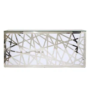 Роскошный современный дизайн Серебристая нержавеющая сталь зеркальный стеклянный верх портативная барная стойка для вечеринки мероприятия