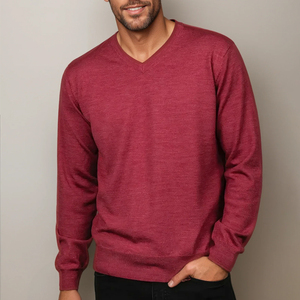 Pulls en laine mérinos superfine 100% pour hommes, col rond, taille plus, personnalisés, vêtements de mode d'hiver en tricot OEM, Bangladesh - Product Image 1