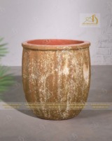 Pot Bunga Keramik Art-home Ceramics AN902H87 Clay Kaoli, Desain Modern Biru Putih, Lapisan Galvanis Tinggi, Vietnam, Mini SET