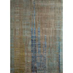 พรมไหมพรมและไหมไผ่ถักมือสีเบจและสีน้ำตาล รุ่น Kavi Unstring Srb(701) ลายแบบนามธรรม เหมาะสำหรับห้องนั่งเล่นหรือห้องนอนวัยรุ่น - Product Image 1