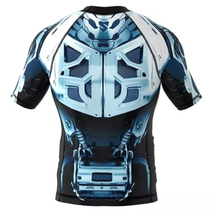 Chemise de compression imprimée avec logo personnalisé pour hommes vente en gros de MMA Rash Guard sublimé BJJ Gear anti-UV UPF50 lavé - Product Image 2