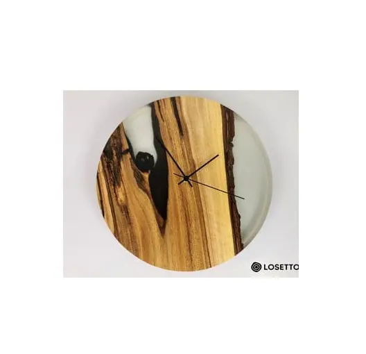 Orologio da parete unico di alta qualità in legno e resina epossidica forma rotonda per la parete dell'ufficio domestico dimensioni personalizzate Decorative per la migliore vendita