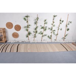 พรมขนาด 2.6x14.3 ฟุต, พรมวินเทจสไตล์ตุรกี, พรมขนสัตว์คิลิมสีเบจ - Product Image 2