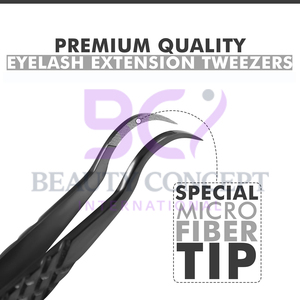 Custom Logo Plasma Black Curved Volume Eyelash Tweezer Set 45 90 Degree Volume Fiber Tip Lash Tweezers for Eyelash Extension - Product Image 3