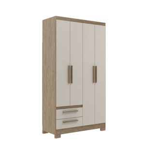 Armoire de style moderne NOUVEAU AMETISTA 4 portes 2 tiroirs pour chambre à coucher en aggloméré bois/cristal, design brésilien, couleur céramique - Product Image 1