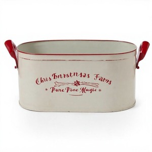 Maceta Jingleberry Lane hecha de metal resistente a la intemperie para uso en el jardín de Navidad con árboles de hoja perenne y luces festivas - Product Image 4