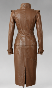 High Quality Genuine <b>Leather</b> <b>Coat</b> With Stand Collar Full Sleeve Zipper Closure - Product Image 2