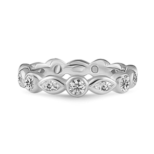 1.40 Carat TW Round and Marquise Bezel <b>Set</b> Eternity Band Elegant Diamond <b>Rings</b> for Women - Product Image 1