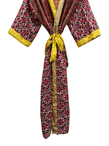 Patchwork soie peignoir Bikini couvrir luxe été Kimono Bikini couvrir, vêtements de nuit longue Robe, - Product Image 4