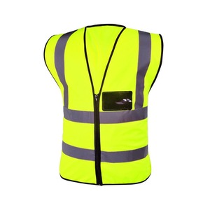 Gilet de chantier personnalisé en polyester haute visibilité, respirant, imperméable, antibactérien, réfléchissant, avec fermeture éclair de sécurité et protection anti-aiguille - Product Image 1