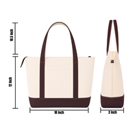 Bolso de Mano Clásico Marrón para Mujer, de Lona de Algodón Resistente, con Diseño Personalizado Bordado, Color Sólido, para Uso Diario, Bolso Tote Grande de Hombro